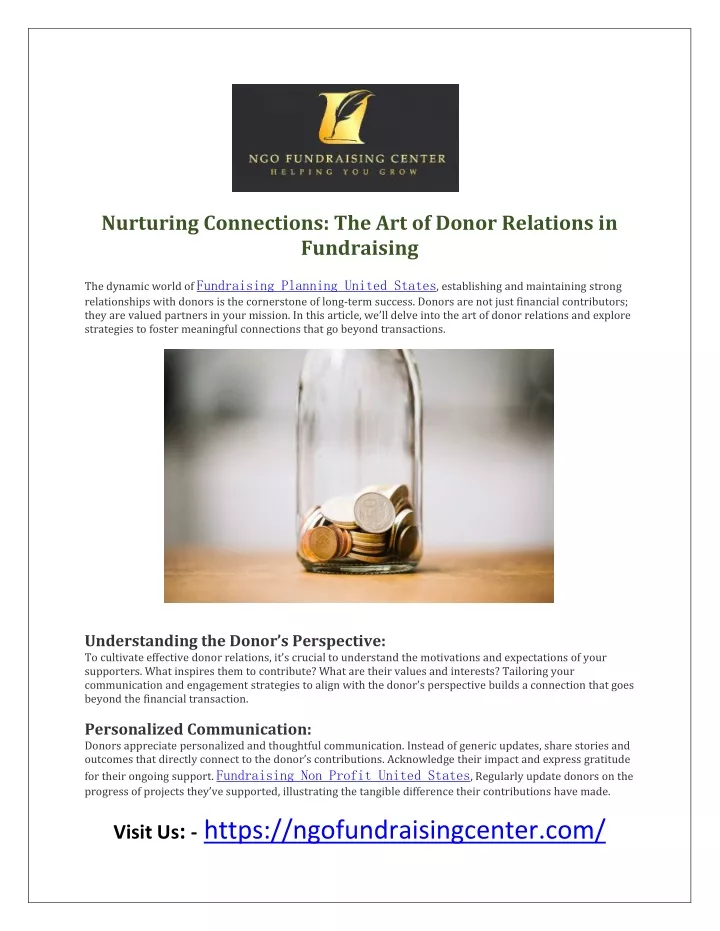 nurturing connections the art of donor relations