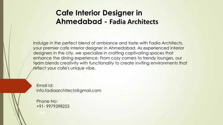 cafe interior designer in ahmedabad fadia