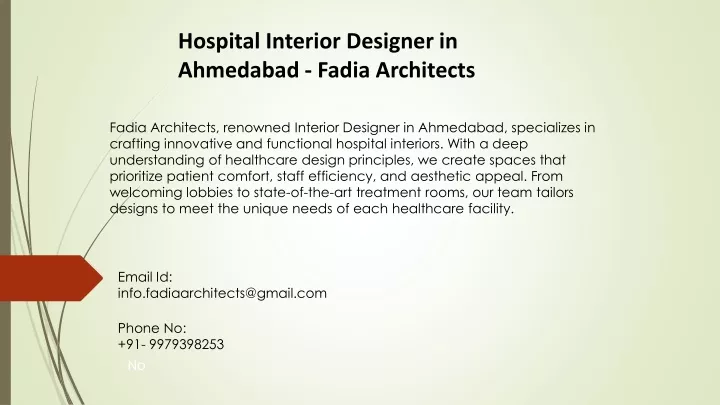 hospital interior designer in ahmedabad fadia