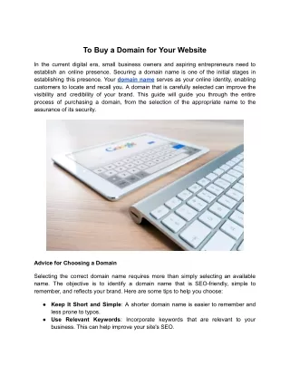 To Buy a Domain for Your Website