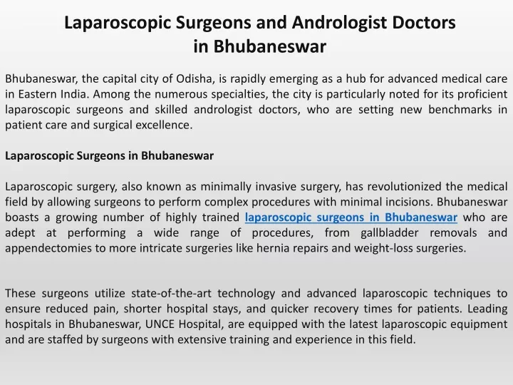 laparoscopic surgeons and andrologist doctors