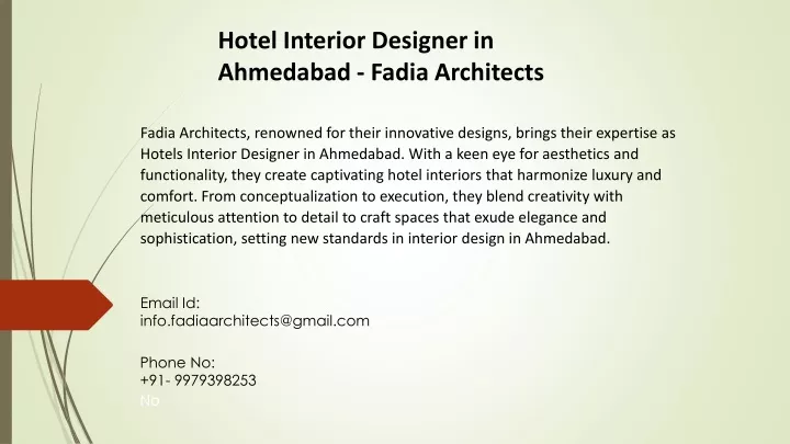 hotel interior designer in ahmedabad fadia