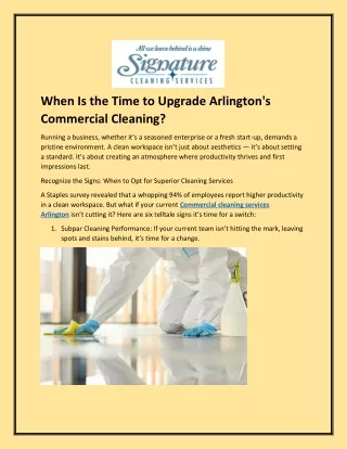 When Is the Time to Upgrade Arlington's Commercial Cleaning?