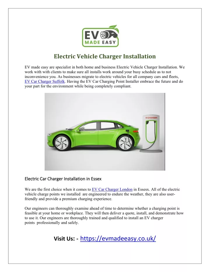 electric vehicle charger installation