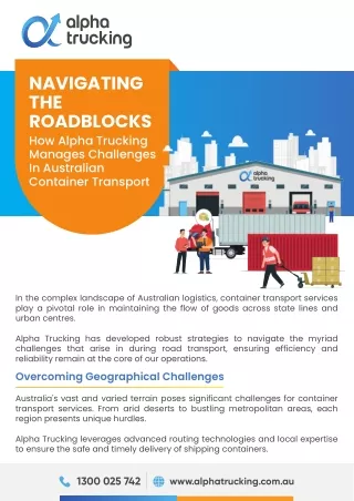 Navigating The Roadblocks – How Alpha Trucking Manages Challenges In Australian Container Transport