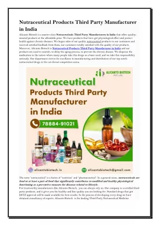 Nutraceutical Products Third Party Manufacturer in India