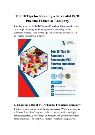 Top 10 Tips for Running a Successful PCD Pharma Franchise Company