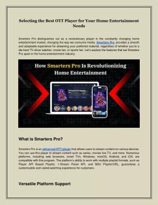 Selecting the Best OTT Player for Your Home Entertainment Needs