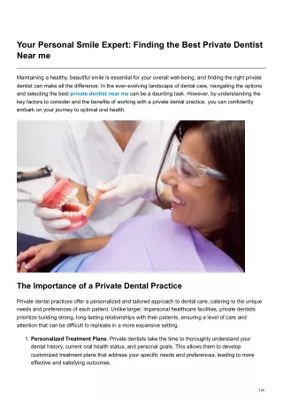 Your Personal Smile Expert Finding the Best Private Dentist Near me