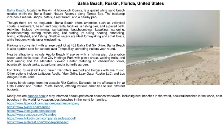 bahia b each ruskin florida united states