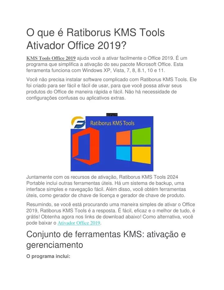 o que ratiborus kms tools ativador office 2019