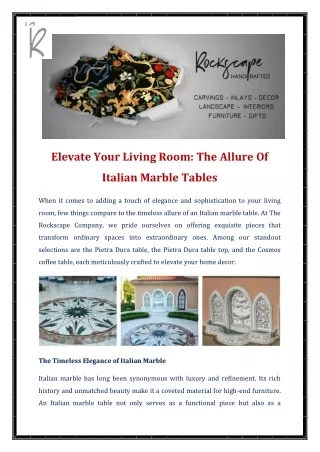 Elevate Your Living Room The Allure Of Italian Marble Tables