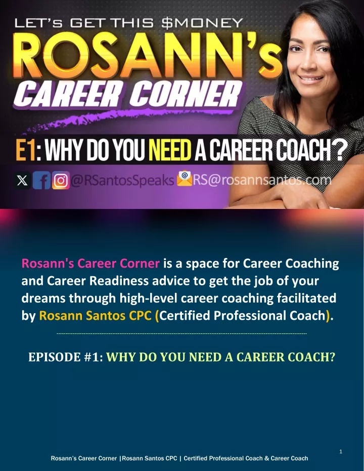 rosann s career corner is a space for career