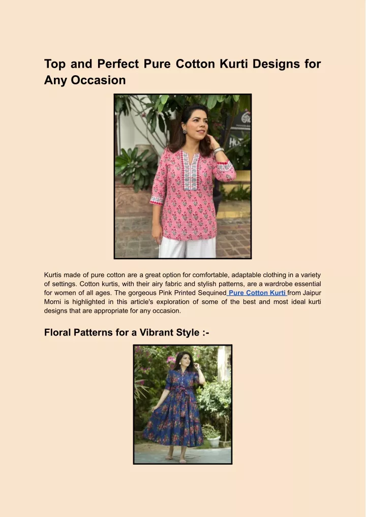 top and perfect pure cotton kurti designs