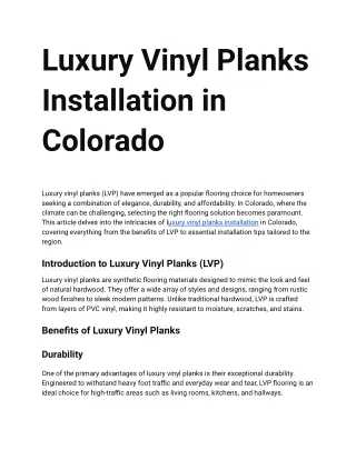 3 Luxury Vinyl Planks Installation in Colorado