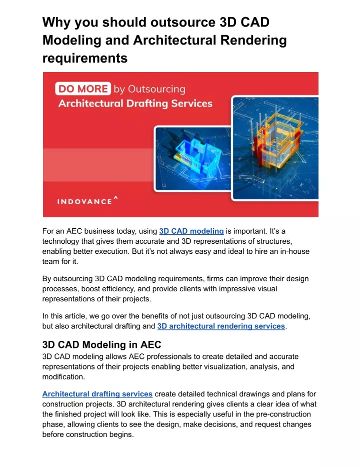 why you should outsource 3d cad modeling