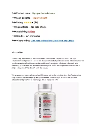 Glycogen Control Canada