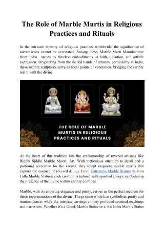 The Role of Marble Murtis in Religious Practices and Rituals