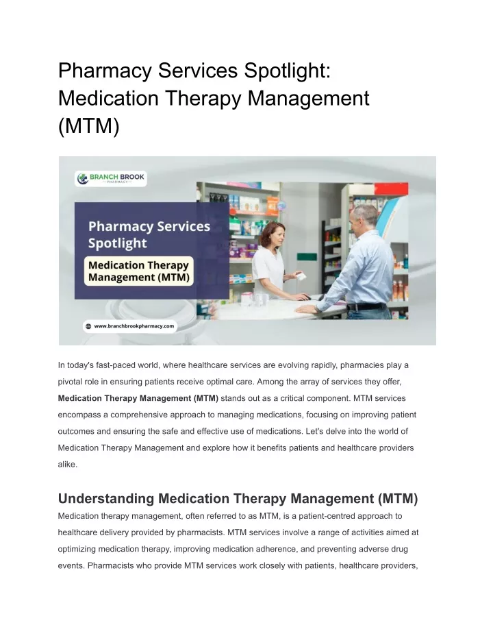 pharmacy services spotlight medication therapy