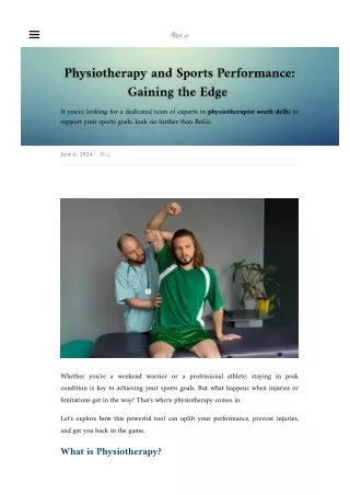 Physiotherapy and Sports Performance Gaining the Edge