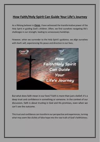 How Faith Holy Spirit Can Guide Your Life’s Journey