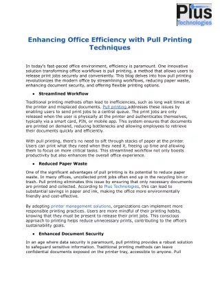 Enhancing Office Efficiency with Pull Printing Techniques