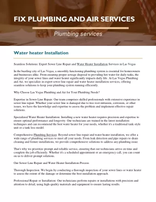 Water heater installation