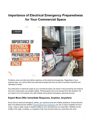 Importance of Electrical Emergency Preparedness for Your Commercial Space