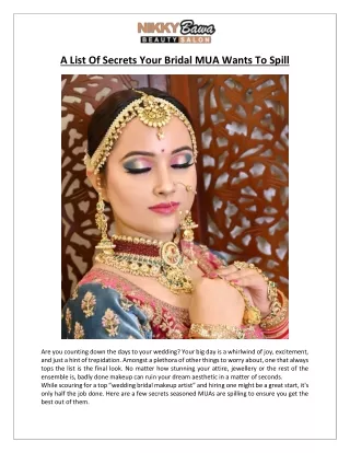 Nikky Bawa Medisalon - List Of Secrets Your Bridal MUA Wants To Spill