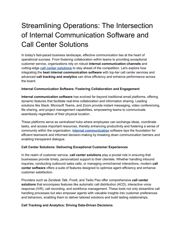 streamlining operations the intersection