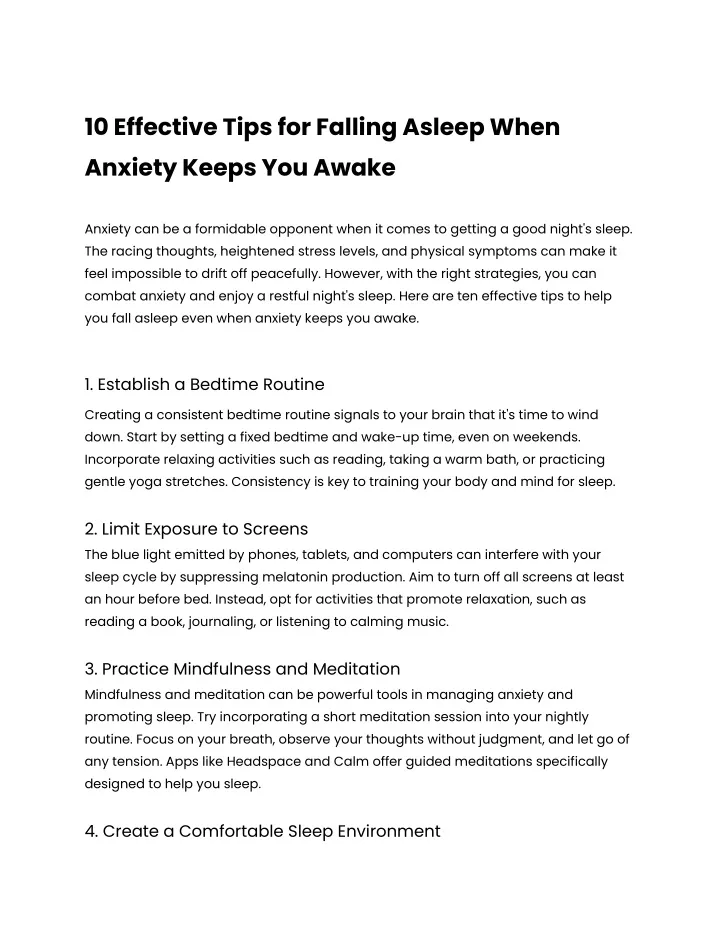 10 effective tips for falling asleep when anxiety