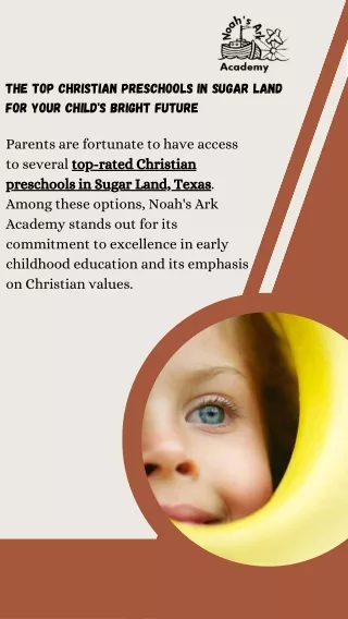 Premier Christian Preschools in Sugar Land  Noah's Ark Academy