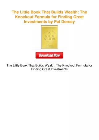 The Little Book That Builds Wealth: The Knockout Formula for Finding