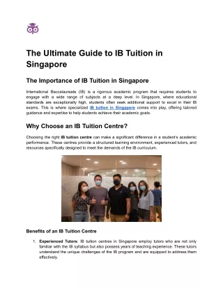 The Ultimate Guide to IB Tuition in Singapore