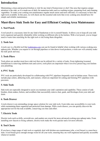 Must-Have Sink Tools for Easy and Effective Kitchen Area Maintenance