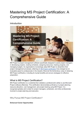 Mastering MS Project Certification_ A Comprehensive Guide