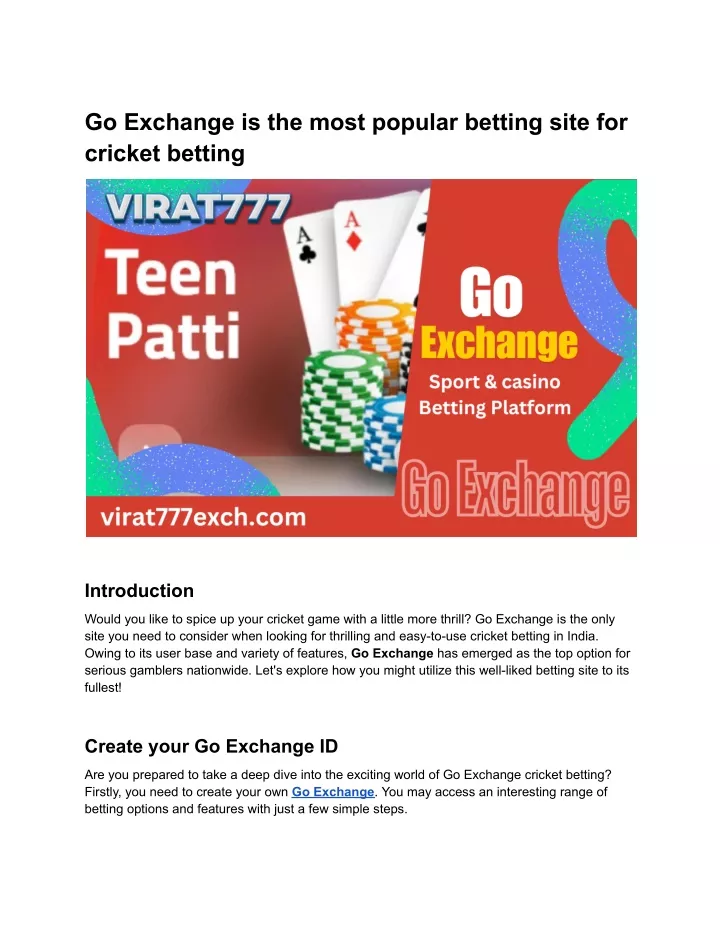 go exchange is the most popular betting site