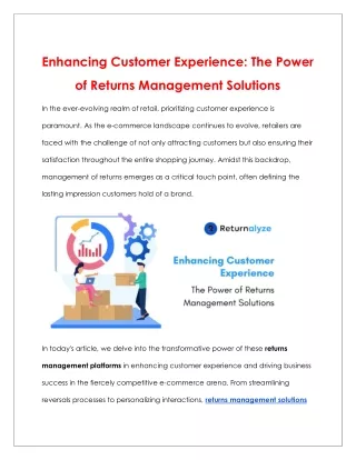 Enhancing Customer Experience: The Power of Returns Management Solutions