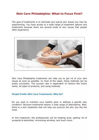 Skin Care Philadelphia: What to Focus First?