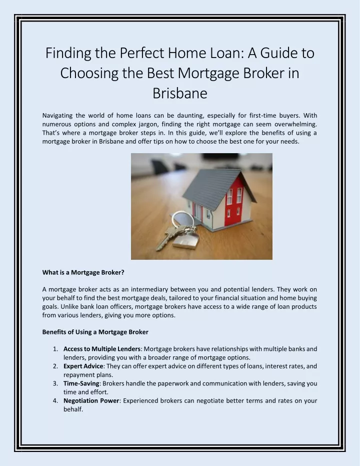 finding the perfect home loan a guide to choosing