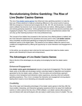 Revolutionizing Online Gambling_ The Rise of Live Dealer Casino Games
