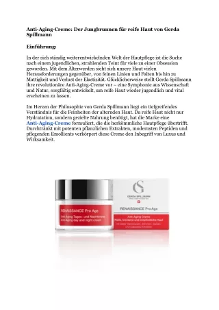 Anti-Aging Cream_ The Fountain of Youth for Mature Skin by Gerda Spillmann
