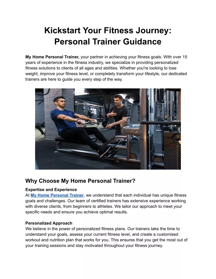 kickstart your fitness journey personal trainer