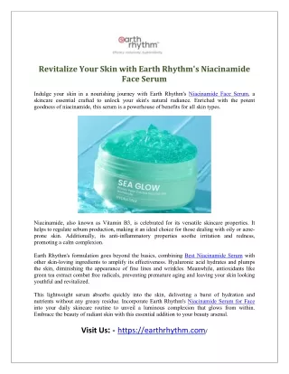 Revitalize Your Skin with Earth Rhythm's Niacinamide Face Serum