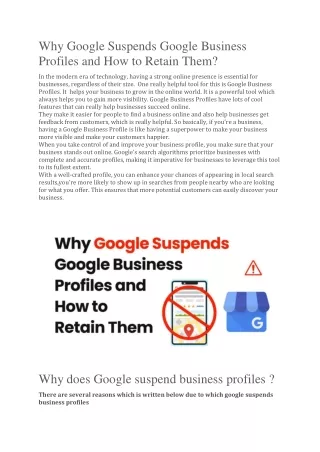 Why Google Suspends Google Business Profiles and How to Retain Them?