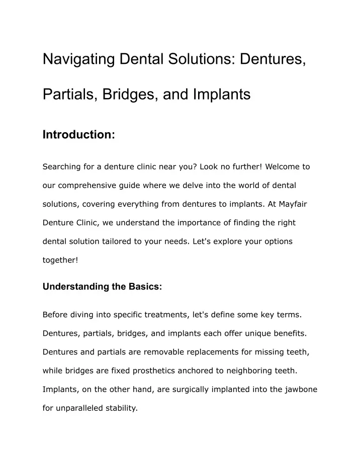 navigating dental solutions dentures