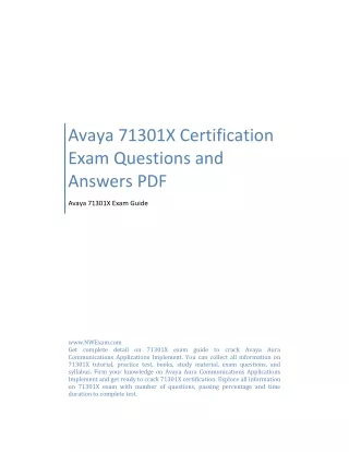 Avaya 71301X Certification Exam Questions and Answers PDF