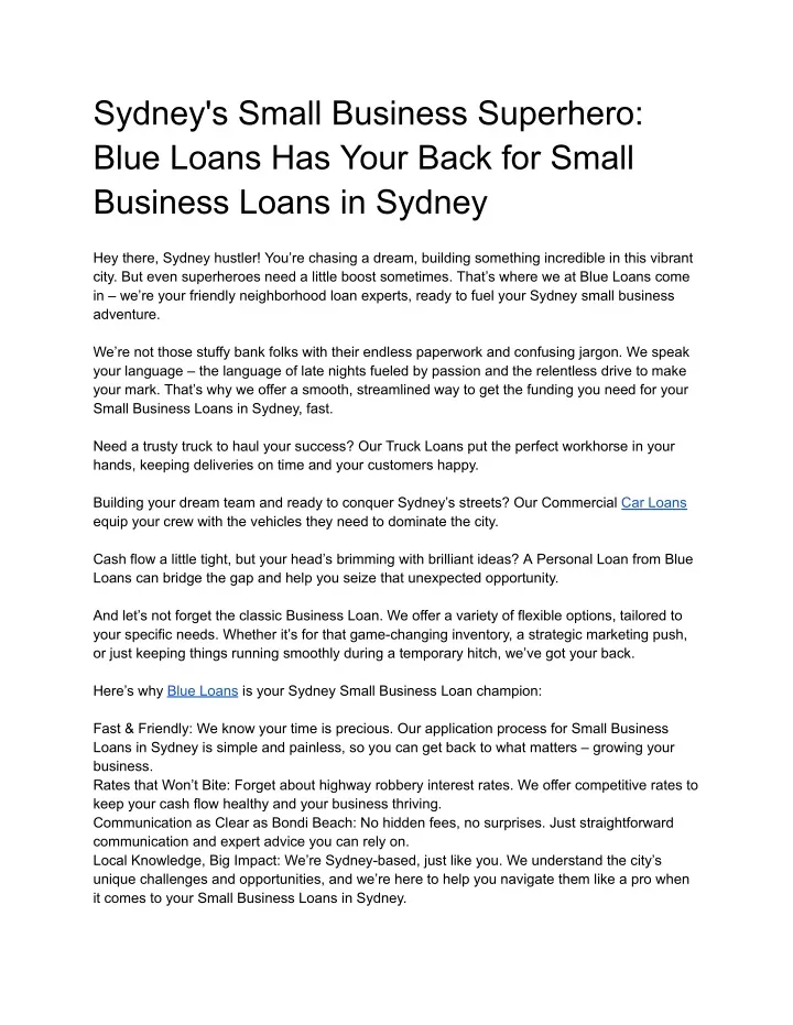 sydney s small business superhero blue loans