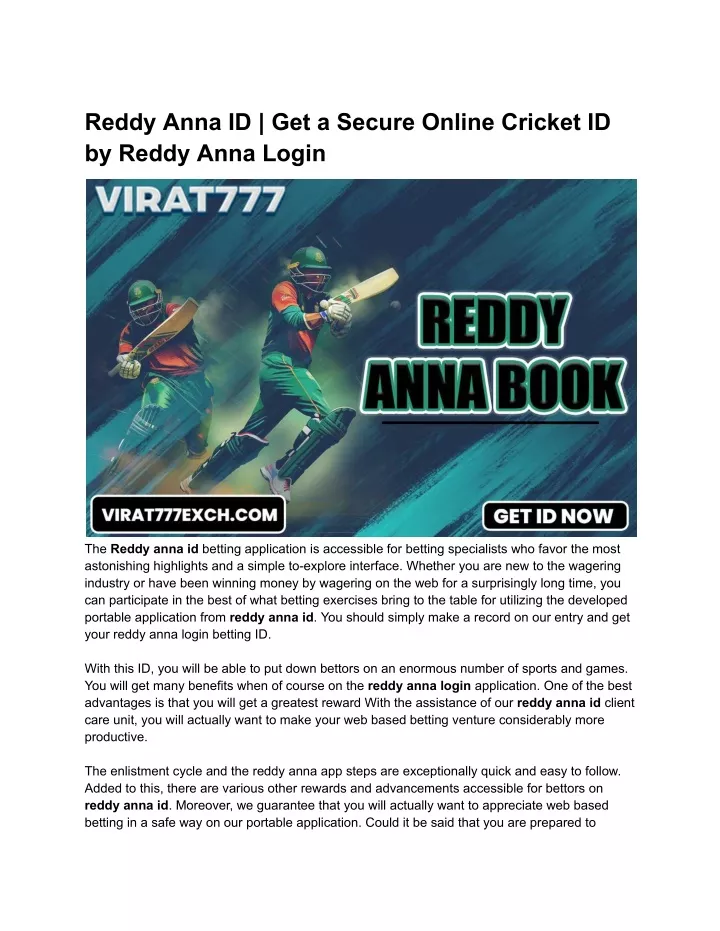 reddy anna id get a secure online cricket