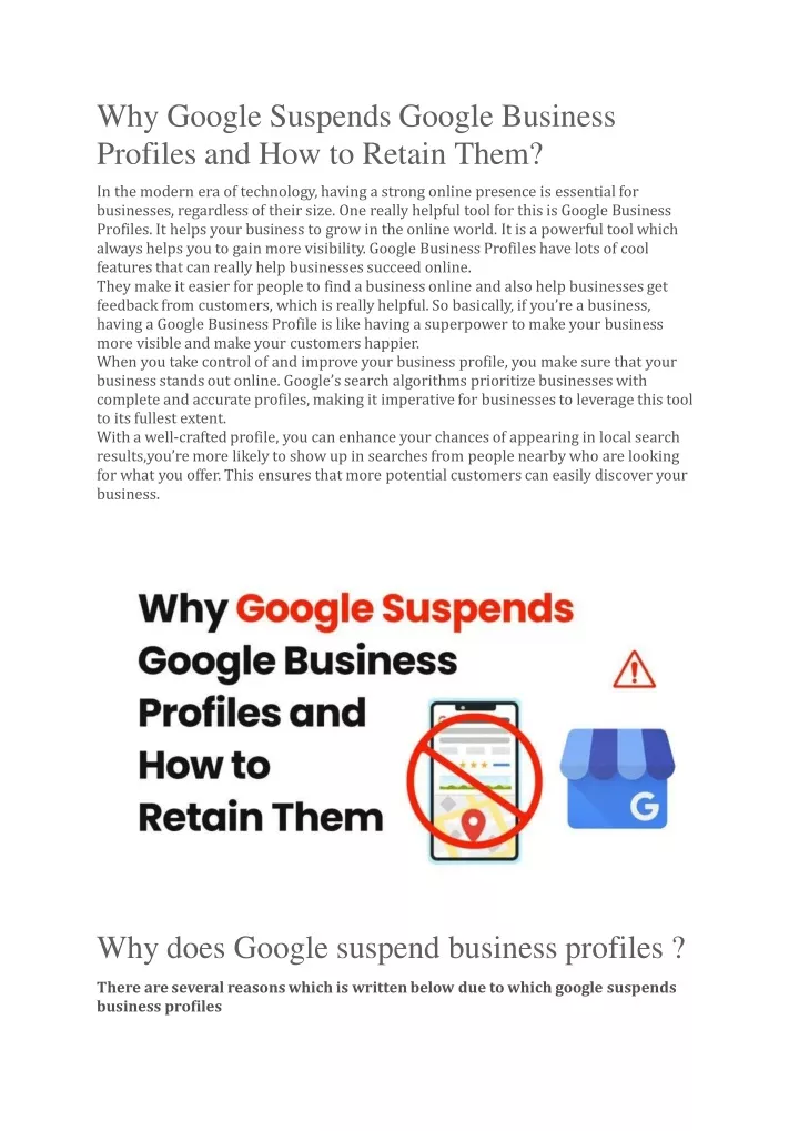 why google suspends google business profiles and how to retain them